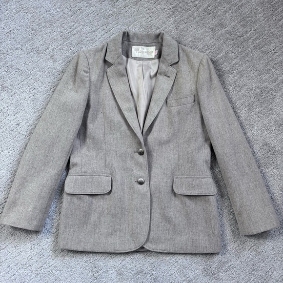 John Meyer Vintage Wool Blazer Taupe Size 10 Classic Tailored Jacket - Picture 9 of 13